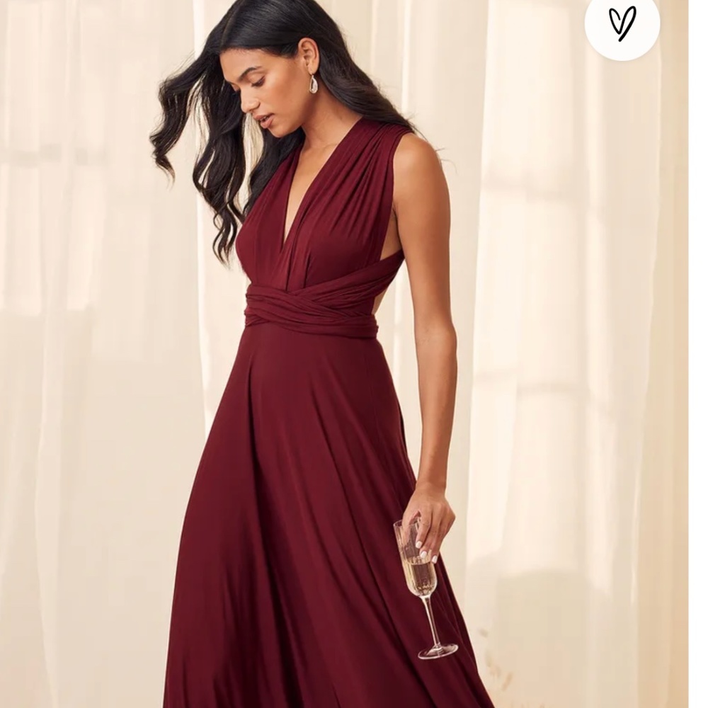 Lulu’s Tricks of the Trade Burgandy Maxi Dress